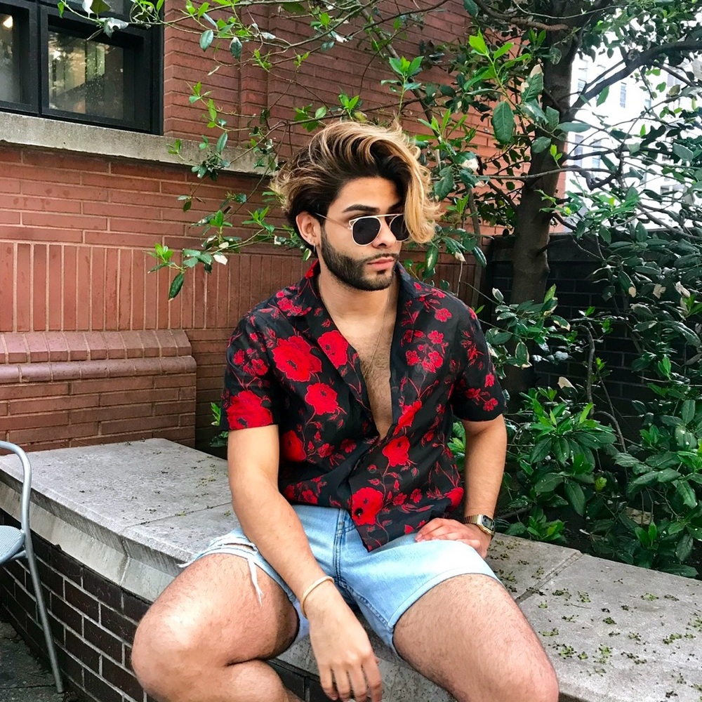 Topman Red and Black Floral Casual Shirt